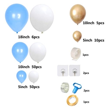 Colorful Blue White Gold Balloon Arch Garland Kit 127pcs