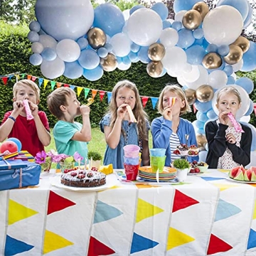 Colorful Blue White Gold Balloon Arch Garland Kit 127pcs