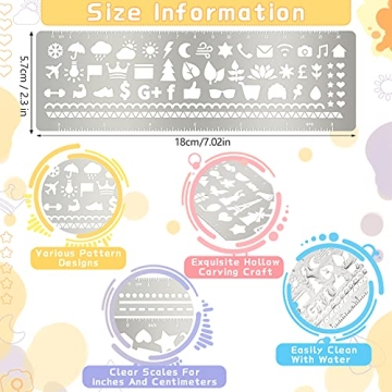Metal Stencil & Ruler Set for DIY Crafting