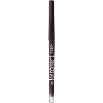 L'Oréal Paris Makeup Double Extend Beauty Tubes Lengthening 2 Step Mascara, Blackest Black & Makeup Infallible Never Fail Original Mechanical Pencil Eyeliner with Built in Sharpener,Black Brown