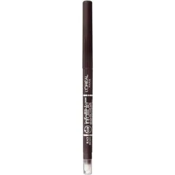 L'Oréal Paris Makeup Double Extend Beauty Tubes Lengthening 2 Step Mascara, Blackest Black & Makeup Infallible Never Fail Original Mechanical Pencil Eyeliner with Built in Sharpener,Black Brown