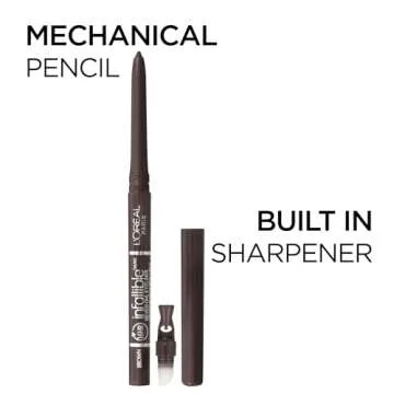 L'Oréal Paris Makeup Double Extend Beauty Tubes Lengthening 2 Step Mascara, Blackest Black & Makeup Infallible Never Fail Original Mechanical Pencil Eyeliner with Built in Sharpener,Black Brown