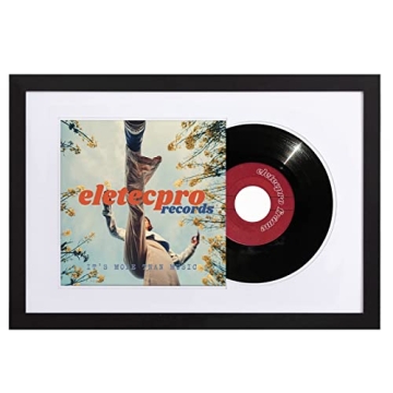 eletecpro Record Frame 16x24 Inches with 2 Double Sided Mats (Black & White), Jukebox Record Album F...
