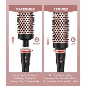 Terviiix 3 in 1 Thermal Brush Set Create Voluminous Hairstyle, One Temp 392℉ for Thin to Medium Hair, Ceramic Fast Heating Hot Brush, 3 Interchangeable Travel Curling Irons