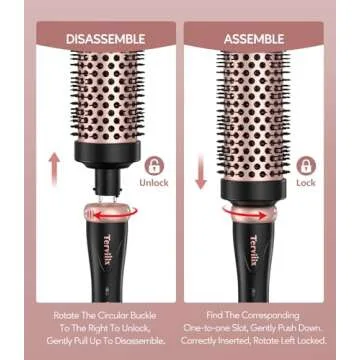 Terviiix 3 in 1 Thermal Brush Set Create Voluminous Hairstyle, One Temp 392℉ for Thin to Medium Hair, Ceramic Fast Heating Hot Brush, 3 Interchangeable Travel Curling Irons