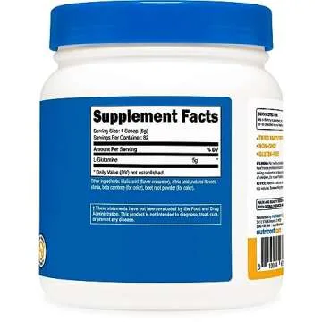Nutricost L-Glutamine Powder Sweetened with Stevia (500 Grams, Peach Mango) - Supplement for Gut Support, 5 Grams of L-Glutamine Per Serving - Gluten Free, Non-GMO
