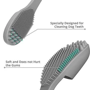 Coomazy Dog Finger Toothbrush, Dog Tooth Brushing Kit with Food Grade Silicone, Easily Clean Teeth Dirt, Suitable for Medium and Large Dogs, 2-Packs, Beige+Grey