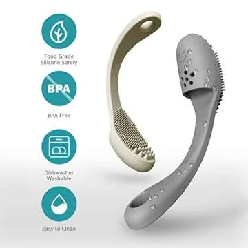 Coomazy Dog Finger Toothbrush, Dog Tooth Brushing Kit with Food Grade Silicone, Easily Clean Teeth Dirt, Suitable for Medium and Large Dogs, 2-Packs, Beige+Grey