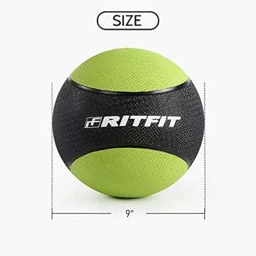 RitFit Weighted Medicine Ball Set - 6LB / 8LB / 10LB / 12LB, Non-Slip Rubber Shell & Dual Texture Gr...