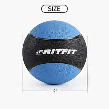 RitFit Weighted Medicine Ball Set - 6LB / 8LB / 10LB / 12LB, Non-Slip Rubber Shell & Dual Texture Grip - Workout Exercise Ball for Core Strength, Balance Training, Coordination Fitness