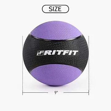 RitFit Weighted Medicine Ball Set - 6LB / 8LB / 10LB / 12LB, Non-Slip Rubber Shell & Dual Texture Grip - Workout Exercise Ball for Core Strength, Balance Training, Coordination Fitness