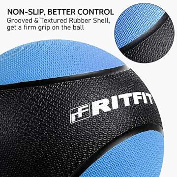 RitFit Weighted Medicine Ball Set - 6LB / 8LB / 10LB / 12LB, Non-Slip Rubber Shell & Dual Texture Grip - Workout Exercise Ball for Core Strength, Balance Training, Coordination Fitness