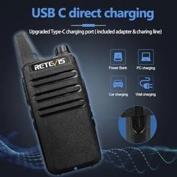 Retevis RT22 Walkie Talkies, Mini 2 Way Radio Rechargeable, VOX Handsfree, Portable, Two-Way Radios Long Range with Earpiece, for Family Road Trip Camping Hiking Skiing(2 Pack, Black)