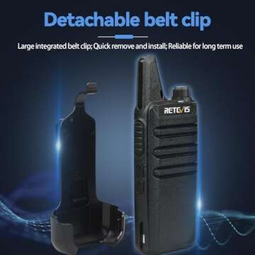 Retevis RT22 Walkie Talkies, Mini 2 Way Radio Rechargeable, VOX Handsfree, Portable, Two-Way Radios Long Range with Earpiece, for Family Road Trip Camping Hiking Skiing(2 Pack, Black)