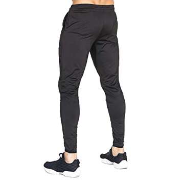 BROKIG Mens Lightweight Gym Jogger Pants,Men's Workout Sweatpants with Zip Pocket(Black,Large)