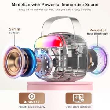 HWWR Karaoke Machine for Kids & Adults, Mini Portable Bluetooth Speaker with Microphones, Home Party Karaoke Speaker Support SD Card/USB, Gift for Brithday, and Toys for Girls/Boys