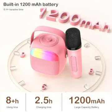 HWWR Karaoke Machine for Kids & Adults, Mini Portable Bluetooth Speaker with Microphones, Home Party Karaoke Speaker Support SD Card/USB, Gift for Brithday, and Toys for Girls/Boys
