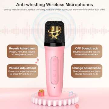 HWWR Karaoke Machine for Kids & Adults, Mini Portable Bluetooth Speaker with Microphones, Home Party Karaoke Speaker Support SD Card/USB, Gift for Brithday, and Toys for Girls/Boys