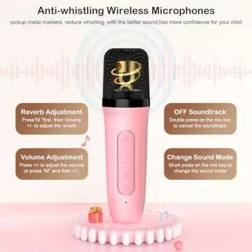 HWWR Karaoke Machine for Kids & Adults, Mini Portable Bluetooth Speaker with Microphones, Home Party Karaoke Speaker Support SD Card/USB, Gift for Brithday, and Toys for Girls/Boys