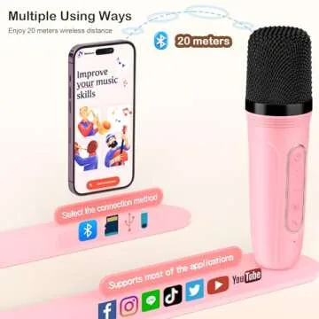 HWWR Karaoke Machine for Kids & Adults, Mini Portable Bluetooth Speaker with Microphones, Home Party Karaoke Speaker Support SD Card/USB, Gift for Brithday, and Toys for Girls/Boys