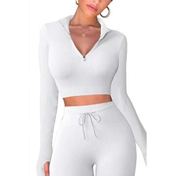 QINSEN Women's Workout Crop Top & High Waist Leggings Set