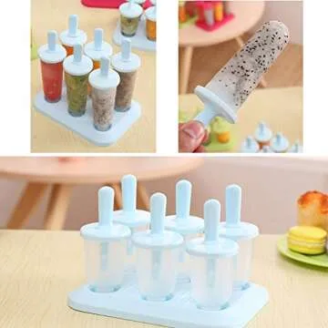 CHICHIC Popsicle Molds Ice Pop Makers Ice Pop Molds Ice Bar Maker Plastic Popsicle Mold, Kids Ice Cream Tray Holder Lolly Pops, Kitchen Supply(Mixed Large)