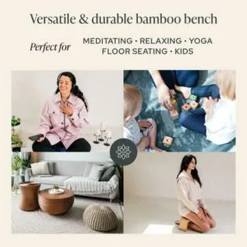 Mindful Modern Folding Meditation Bench - Bamboo Kneeling Stool with Locking Magnetic Hinges - Portable Cross Legged Folding Seiza Chair w/Travel Bag
