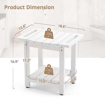 LUE BONA Shower Bench Seat - Waterproof HDPS Shower Stool for Indoor or Outdoor Use