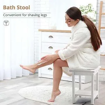 LUE BONA Waterproof Shower Bench for Indoor and Outdoor Use