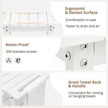 LUE BONA Waterproof Shower Bench for Indoor and Outdoor Use