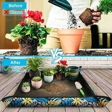 Repotting Mat for Plant Transplanting and Mess Control 29.5"x 29.5" Oxford Fabric Waterproof Potting...