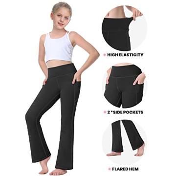 IUGA Girls High Waist Flare Leggings with Pockets