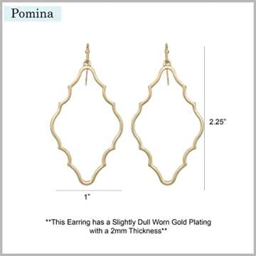 POMINA Lightweight Simple Basic Geometric Gold Dangle Drop Earrings Open Gold Teardrop Earrings for Women (A) Worn Gold)