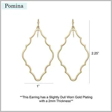 POMINA Lightweight Simple Basic Geometric Gold Dangle Drop Earrings Open Gold Teardrop Earrings for Women (A) Worn Gold)
