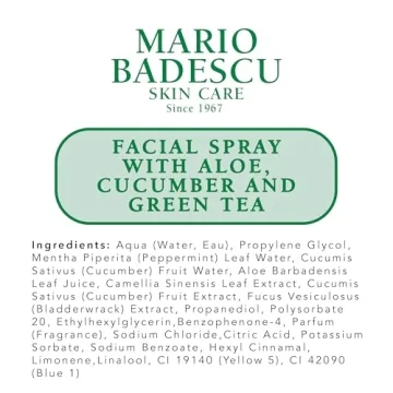 Mario Badescu Facial Spray with Aloe, Cucumber and Green Tea for All Skin Types | Face Mist that Hydrates & Invigorates | 4 FL OZ