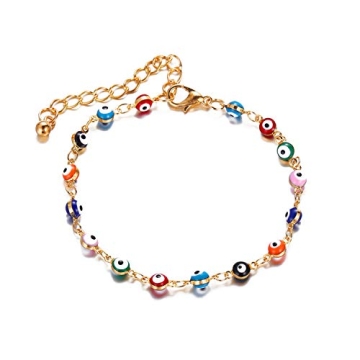 Elegant Evil Eye Bracelet - Blue Eye Jewelry for Women, Adjustable Gold Charm Bracelets