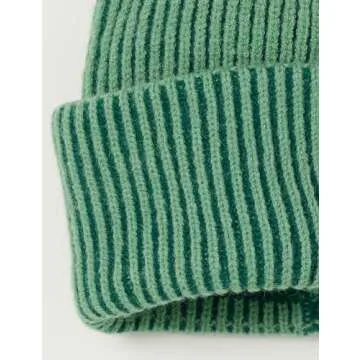 The Drop Women's Bliss Two-Tone Ribbed Beanie, Green, One Size