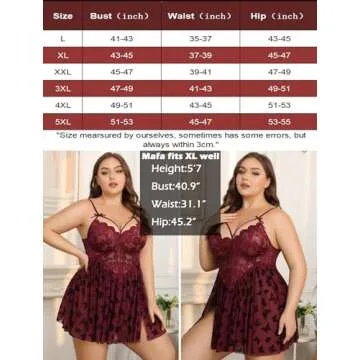 Avidlove Plus Babydoll Lingerie for Women Lace Chemise Nightgown V Neck Sleepwear Sheer Mesh Nightwear Boudior Nighty