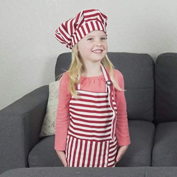 Dapper&Doll Kids Red Stripe Apron & Chef Hat Set