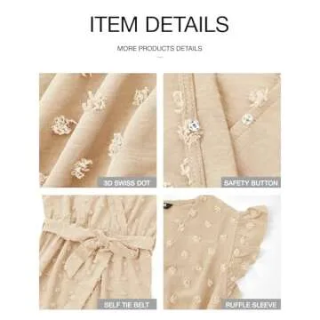 BTFBM Women V Neck Summer Dress 2025 Cap Sleeve Swiss Dot Boho Flowy Ruffle Slit Beach Party Long Maxi Cocktail Dresses(Swiss Dot Beige, Small)