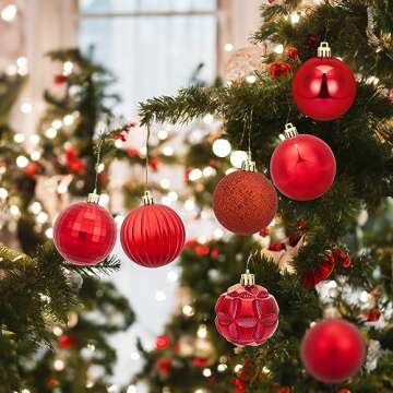 Luxtea 41ct Small Christmas Balls Shatterproof Hanging Decorations Set for Xmas Tree Garland Ornaments (1.57''/40mm,Red)
