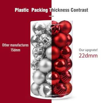 Luxtea 41ct Small Christmas Balls Shatterproof Hanging Decorations Set for Xmas Tree Garland Ornaments (1.57''/40mm,Red)