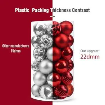 Luxtea 41ct Small Christmas Balls Shatterproof Hanging Decorations Set for Xmas Tree Garland Ornaments (1.57''/40mm,Red)