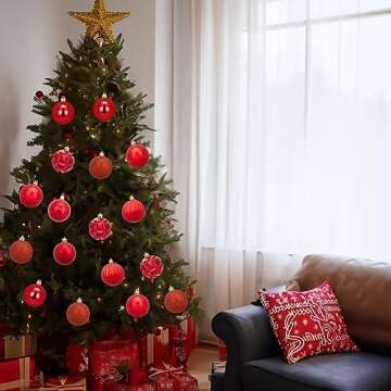 Luxtea 41ct Small Christmas Balls Shatterproof Hanging Decorations Set for Xmas Tree Garland Ornaments (1.57''/40mm,Red)