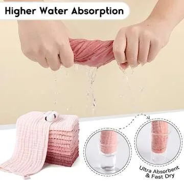 Unnivoll Muslin Burp Cloths for Baby 100% Cotton Burping Cloths for Boys Girls Large 20''X10'' Extra Soft and Absorbent 12 Pack - Gradient Pink