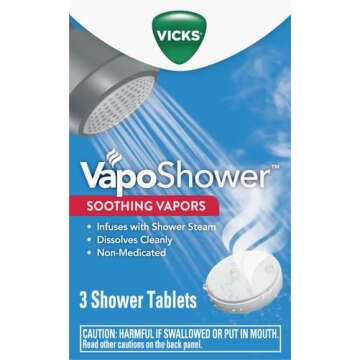 Vicks VapoShower, Shower Tablet, Shower Bomb, Aromatherapy Vapors, Eucaplytus & Menthol, Soothing No...