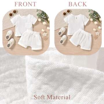 MINIFEIKO 12-18 Months Baby Boy Clothes Linen Summer Short Sleeve Shirt Shorts Outfit White