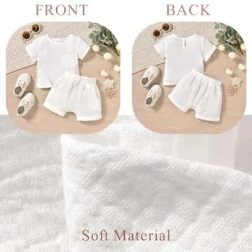 MINIFEIKO 12-18 Months Baby Boy Clothes Linen Summer Short Sleeve Shirt Shorts Outfit White