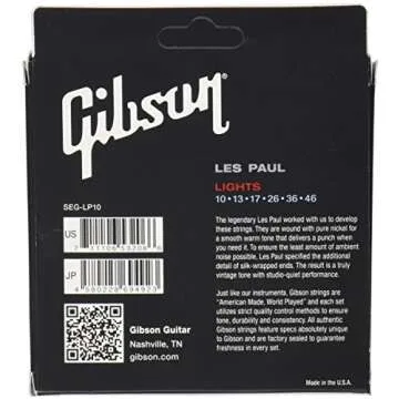 Gibson Les Paul Premium Electric Guitar Strings, Light Gauge 10-46