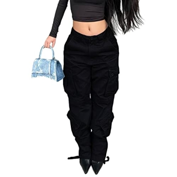 Stylish High Waisted Cargo Jeans for Women - Y2K Streetwear Essential